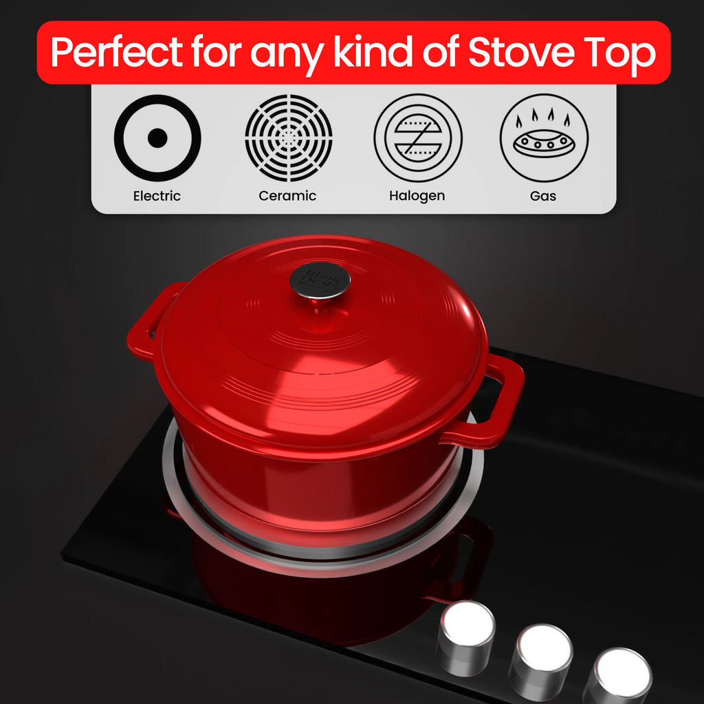 Enameled Cast Iron Dutch Oven with Lid Red F224190