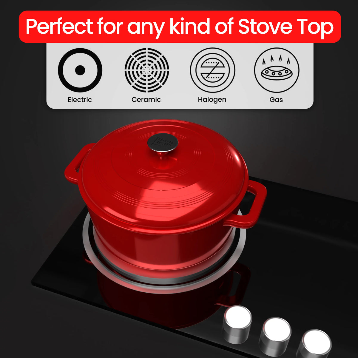 Enameled Cast Iron Dutch Oven with Lid Red F224190