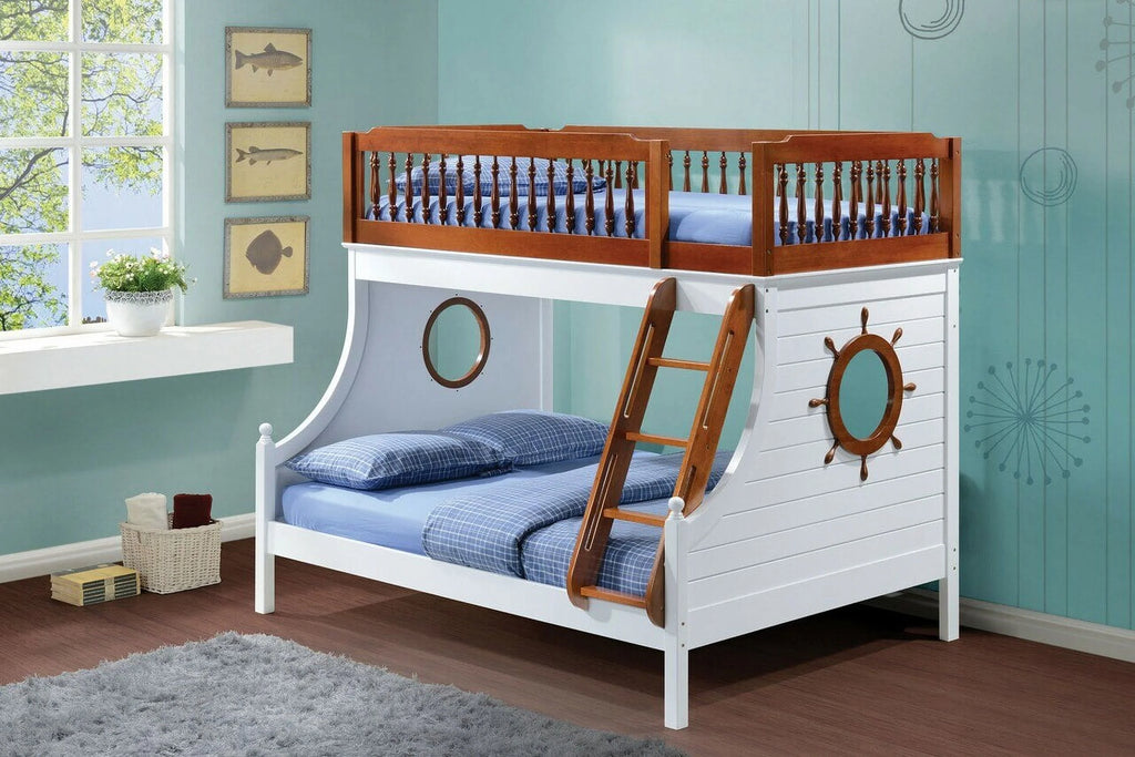 Twin Over Full Oak And White Bunk Bed Y58919