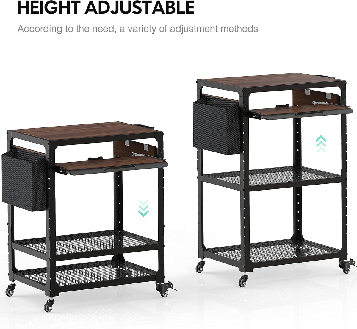 Metal Rolling Storage Cart with Adjustable Shelves K83775