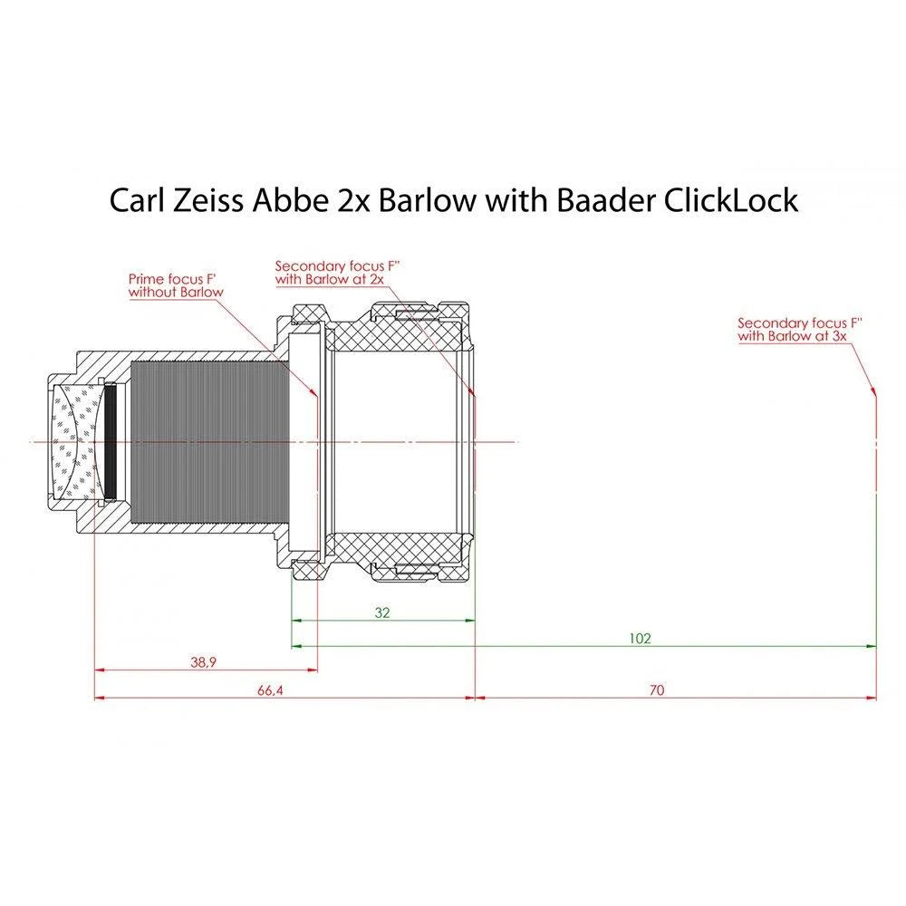 1-1/4x22 ABBE Barlow Lens 2x U77525
