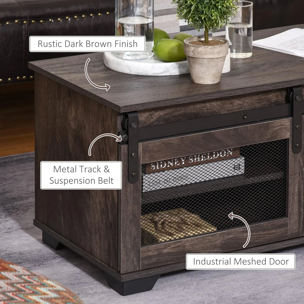 Dark Brown Coffee Table with Storage Z669