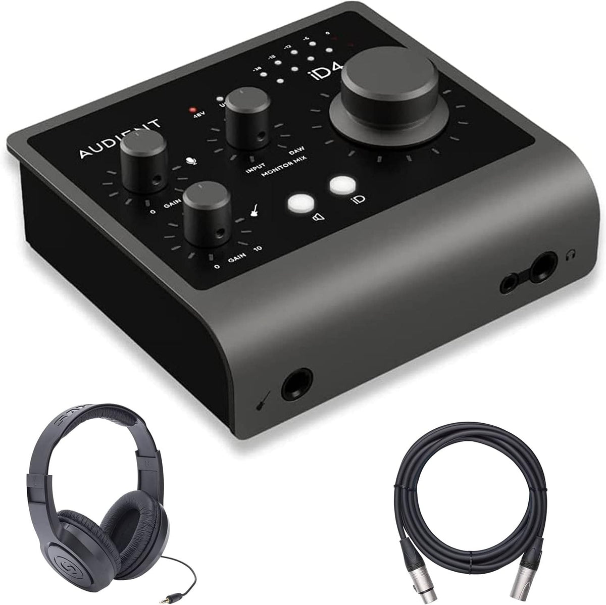 USB-C Audio Interface with Over-Ear Stereo Headphones and XLR Mic Cable V26900