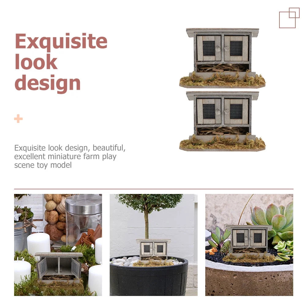 Wooden Dollhouse Miniature Chicken Coop Decor R4885