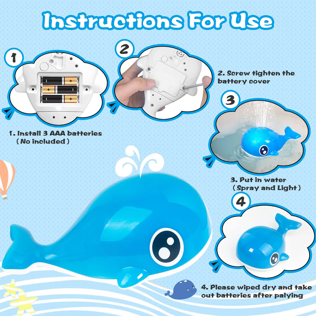 Glow in The Dark Whale Bath Toy W528