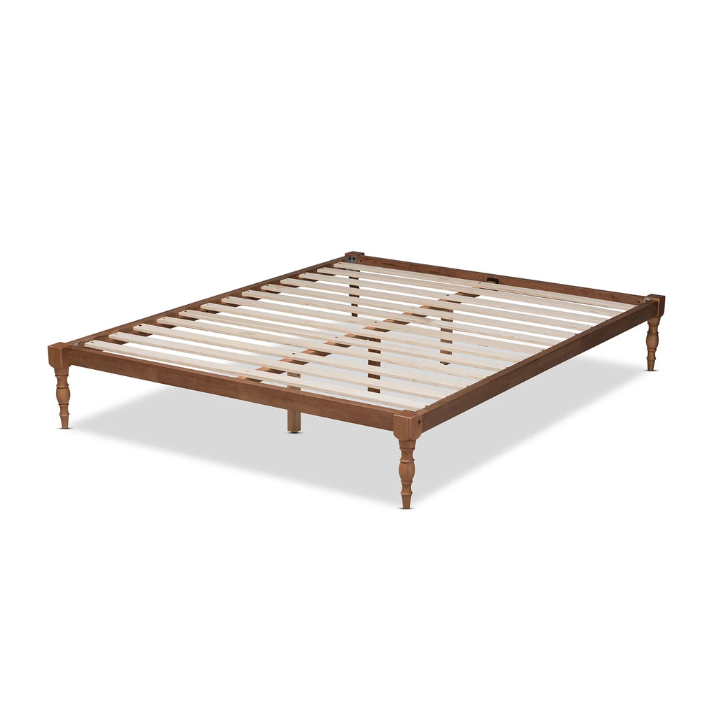 Walnut Brown Wood Queen Size Platform Bed Frame R94301