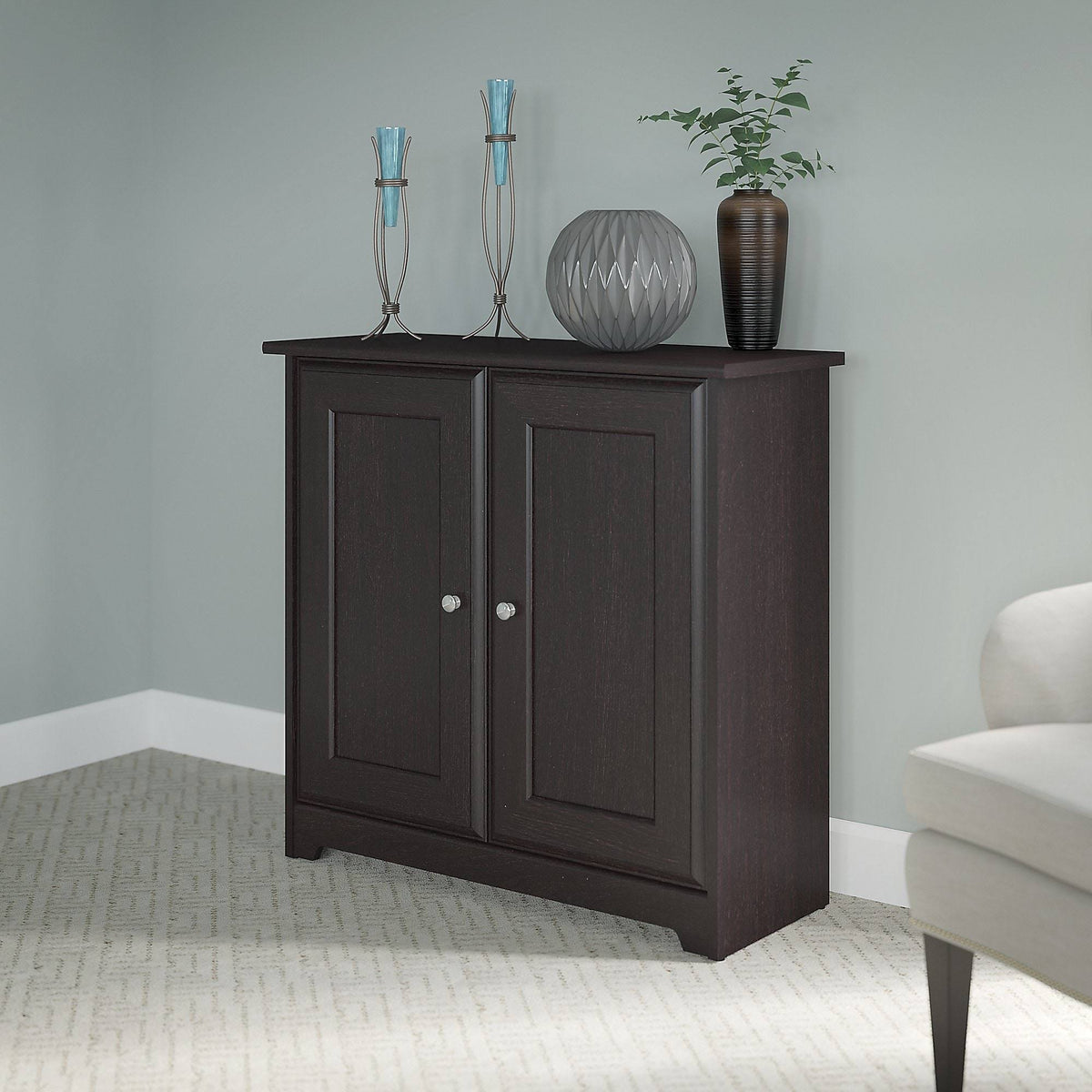 Espresso Oak Low Storage Cabinet with Doors J5449