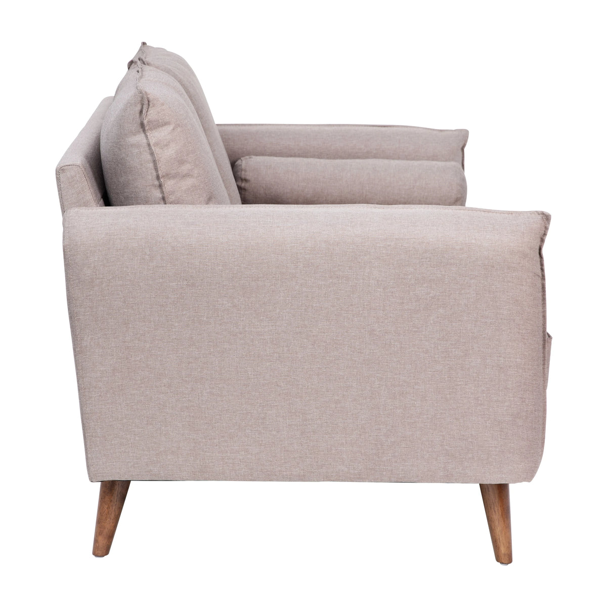 Taupe Faux Linen Loveseat Sofa with Solid Wood Legs N912485