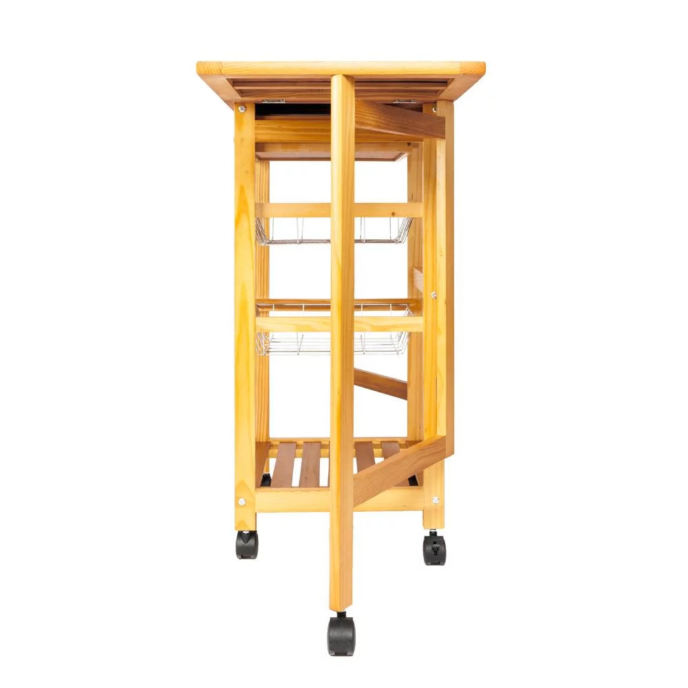 Portable Rolling Drop Leaf Kitchen Storage Trolley Cart W755005