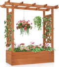 Raised Garden Bed with Trellis Wood Planter Box M154