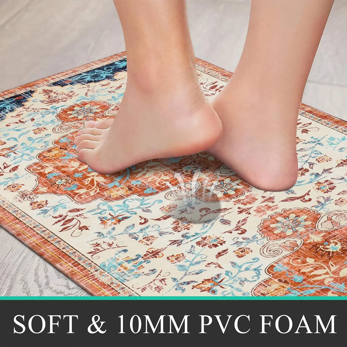 2pcs Waterproof Non Slip Kitchen Mat 0.4" Thick Cushioned Rug 17"x48"+17"x28" Orange Y931