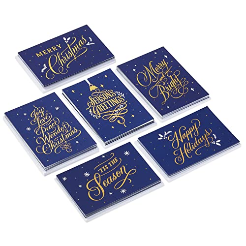 Boxed Christmas Cards Assortment, 6 Designs, 72 Cards with Envelopes A8341