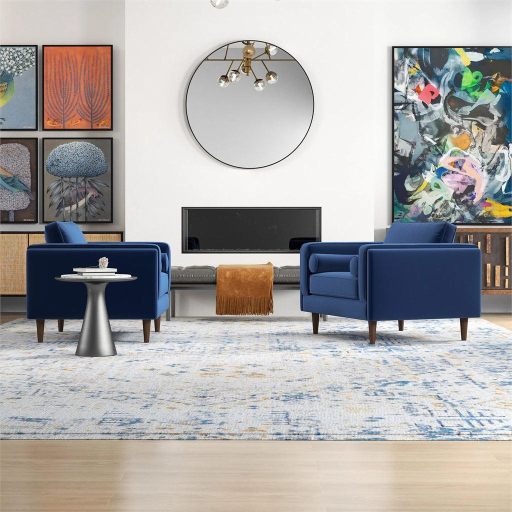 Mid-Century Velvet Lounge Chair Set of 2 D37026