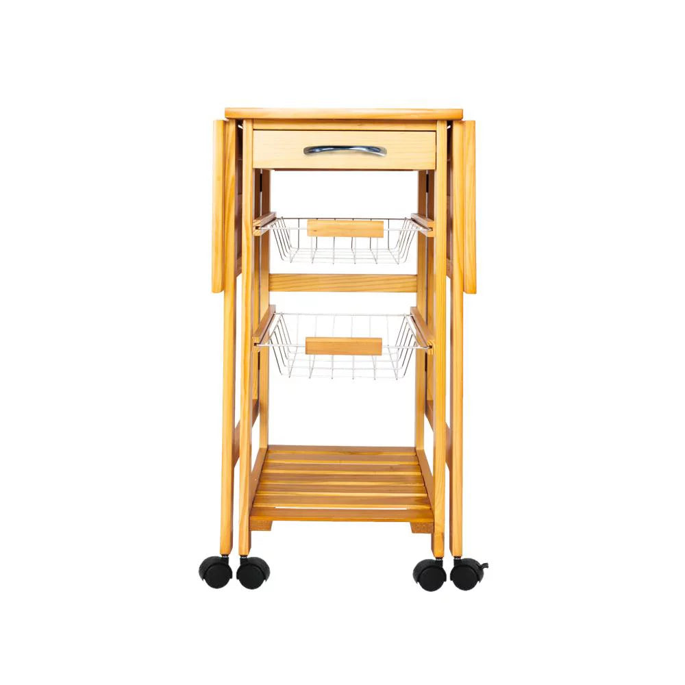 Portable Rolling Drop Leaf Kitchen Storage Trolley Cart W755005