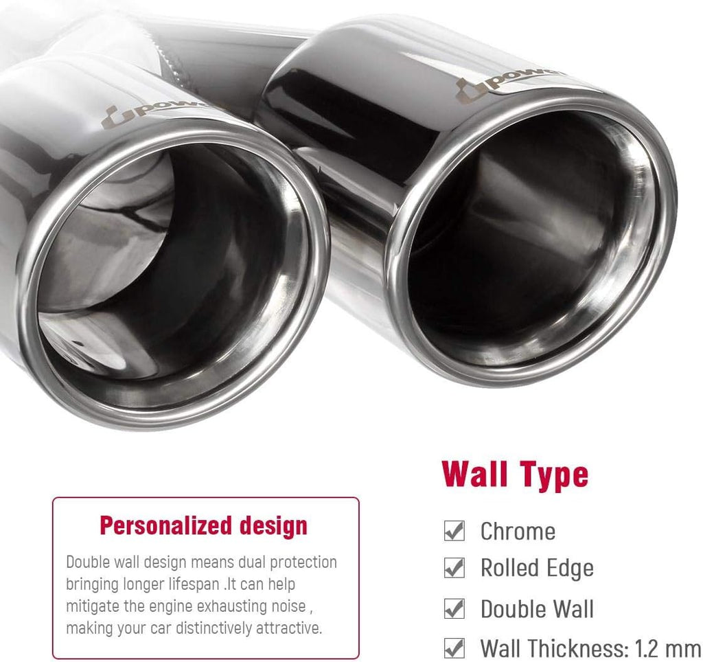 2PCS 2.25 Inlet 3 Outlet 304 Stainless Steel Exhaust Tailpipe Tips J570