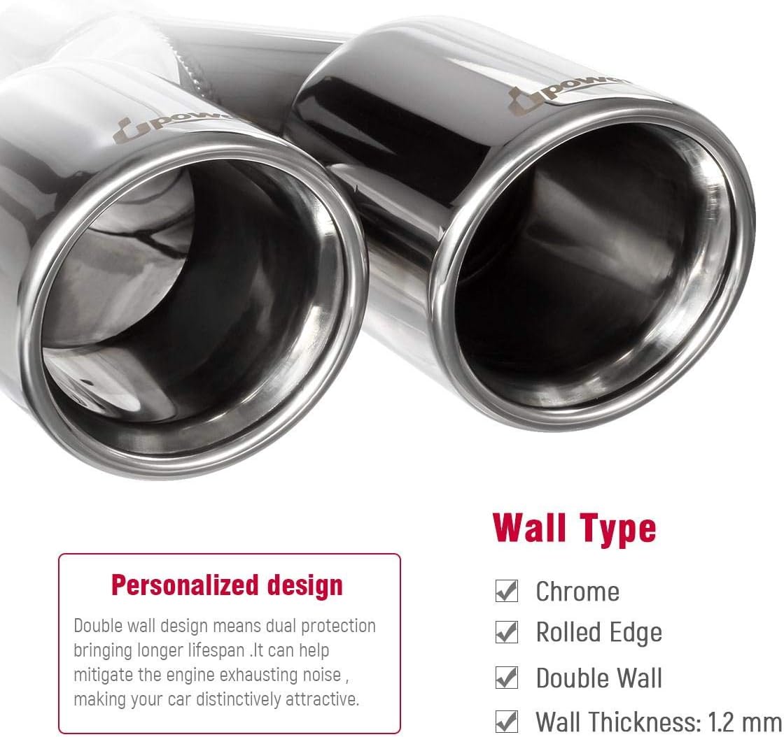 2PCS 2.25 Inlet 3 Outlet 304 Stainless Steel Exhaust Tailpipe Tips J570