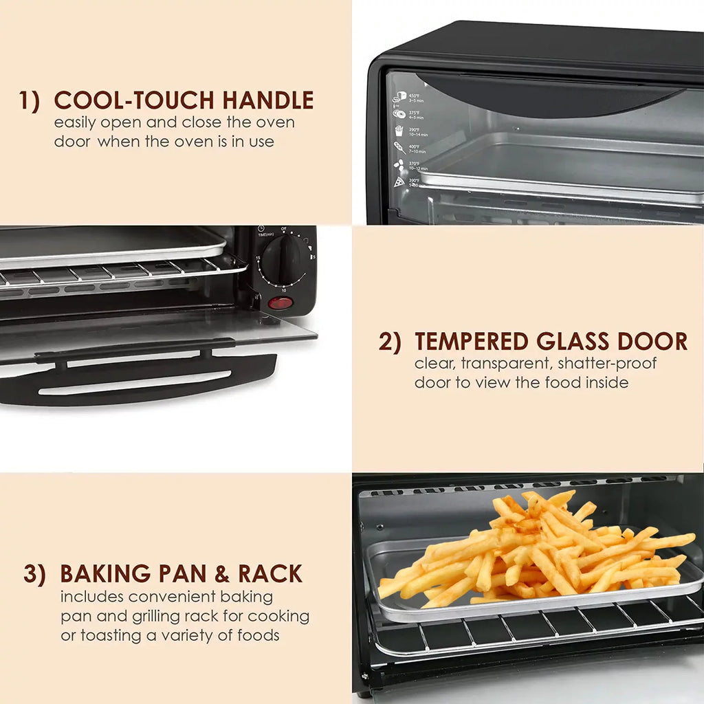 2 Slice Countertop Toaster Oven with 15 Minute Timer & Pan F3089