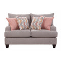 Woven Chenille Rolled Arm Loveseat with 4 Accent Pillows T99821