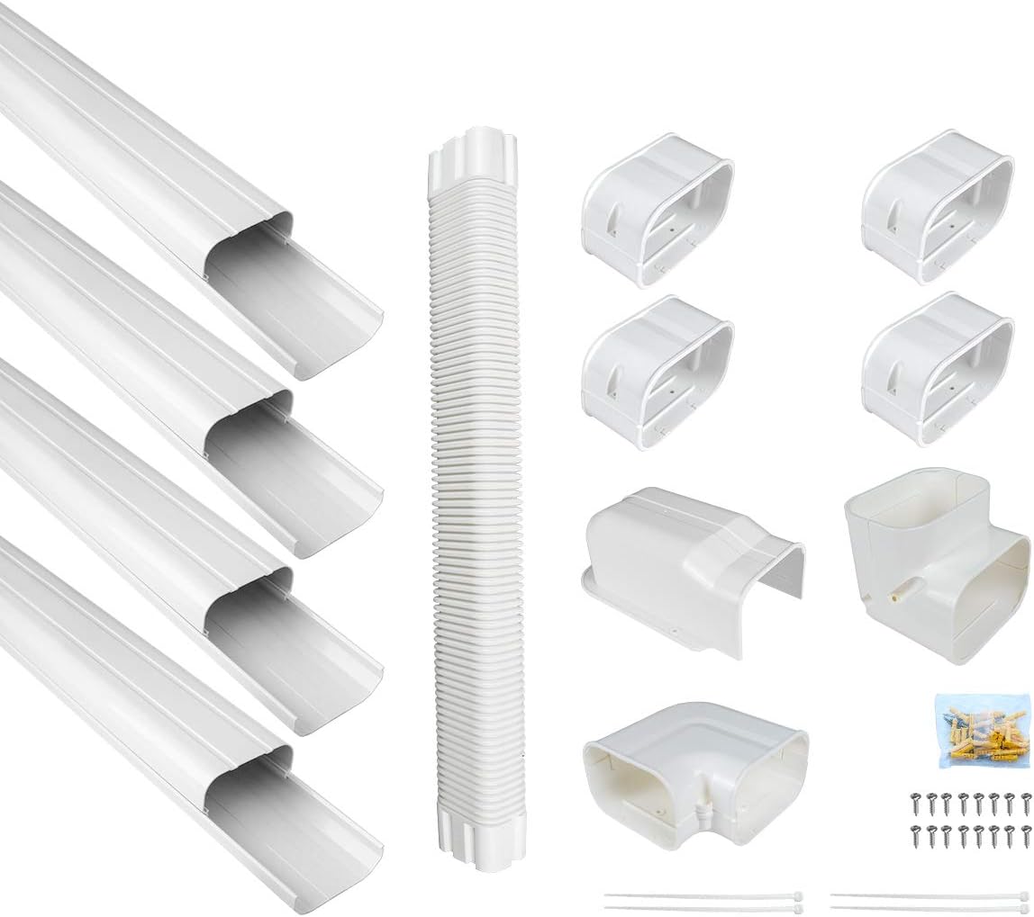 PVC Decorative Air Conditioner Line Set Cover Kit, 3in W, 9ft L, Pack of 2 G944