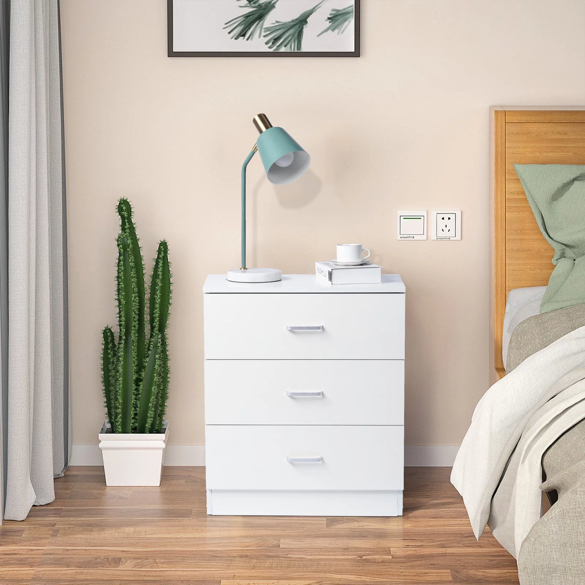 White 3 Drawer Dresser Chest with Storage I203932