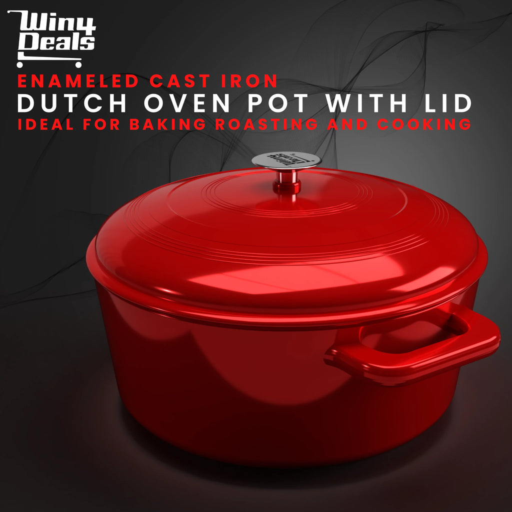 Enameled Cast Iron Dutch Oven with Lid Red F224190