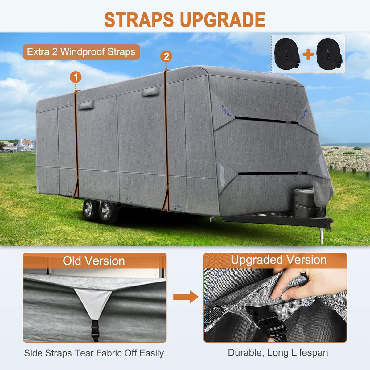 Heavy Duty 5 Layers RV Cover for 26'1 - 28' Motorhome with Gutter Spout Covers F1775