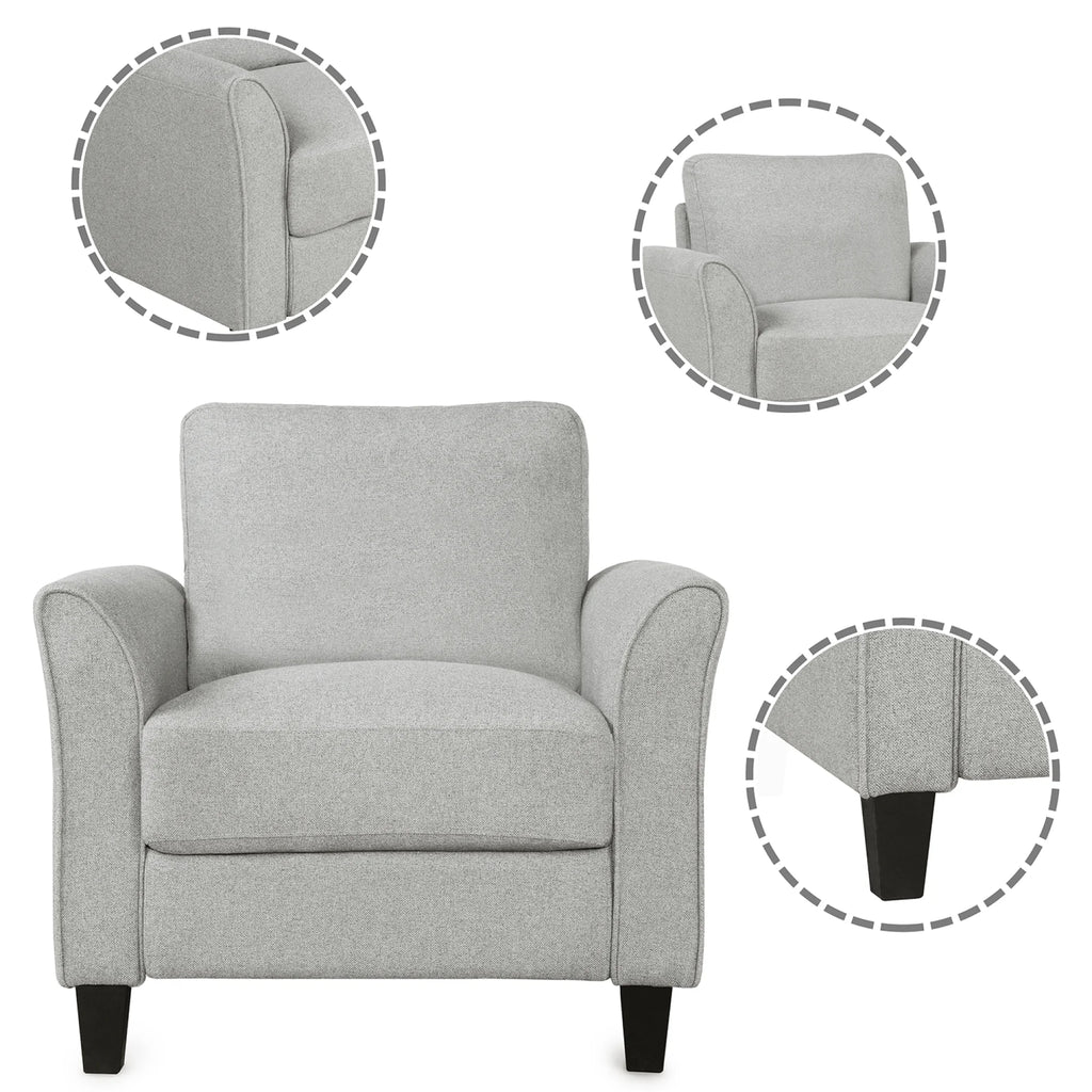Light Gray Armrest Sofa Loveseat Chair 3-Seat Sofa F522