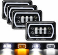 4x6 LED Headlights with White DRL Amber Turn Signal Halo Light G419434