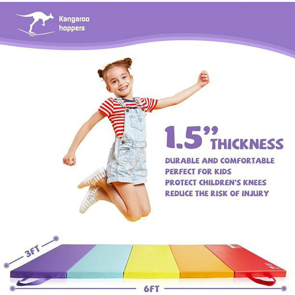 3' x 6' Kids Gymnastics Mat with Carrying Handles O2058