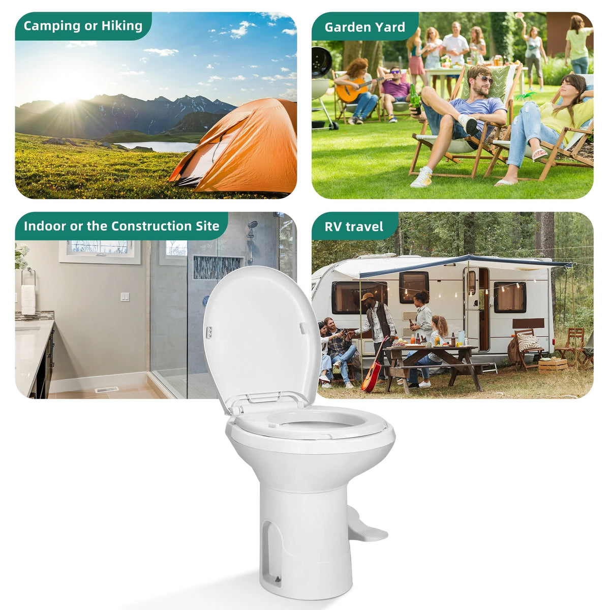 6.6 Gallon Gravity Flush RV Toilet with Hand Sprayer H6025