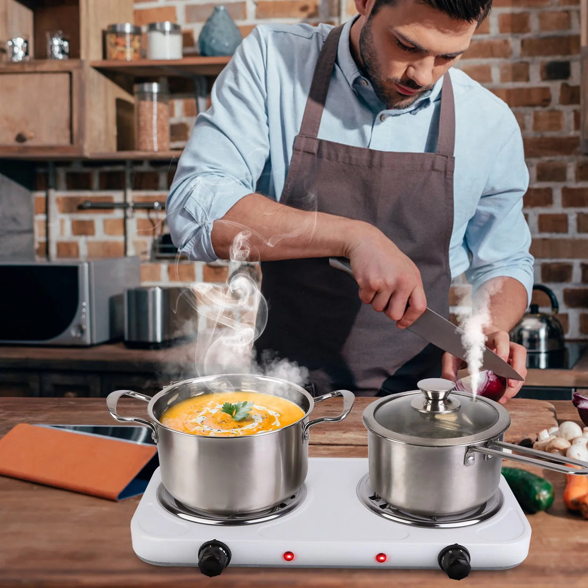2000W Portable Electric Double Burner White F83782