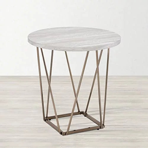 White Faux Marble Top End Table R81873