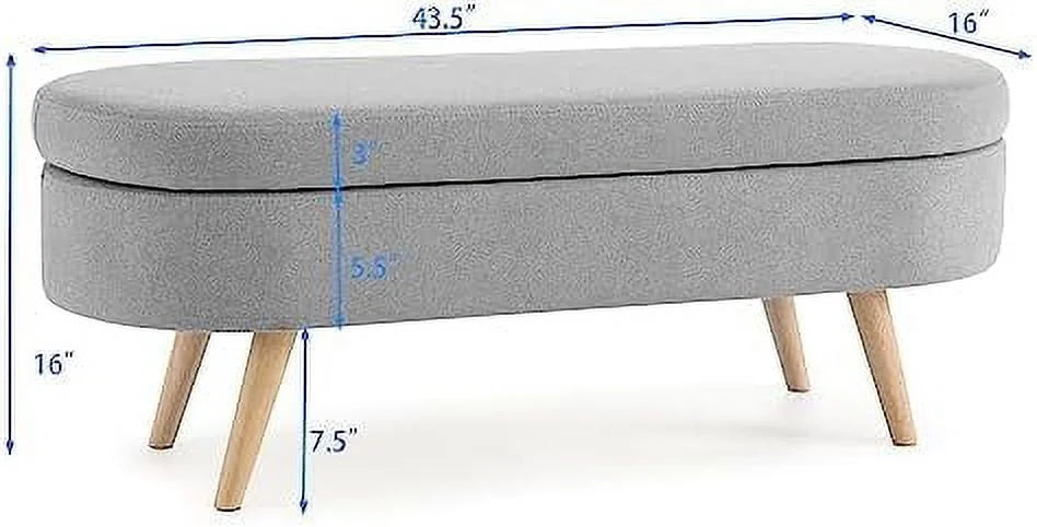 Oval Linen Fabric Upholstered Ottoman R691712