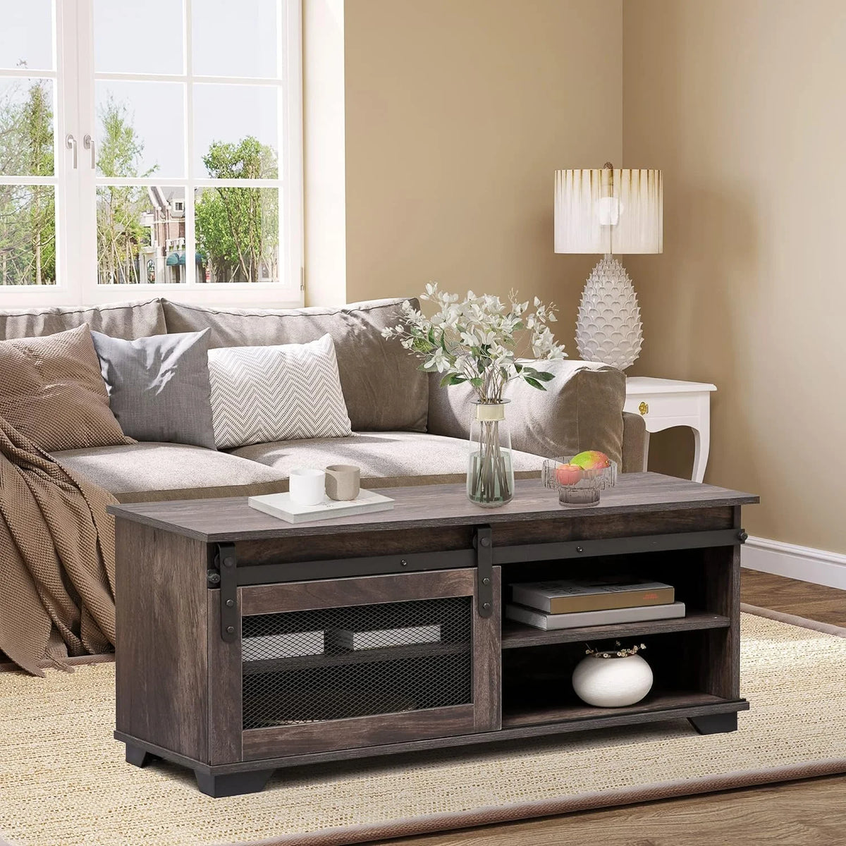 Dark Brown Coffee Table with Storage Z669