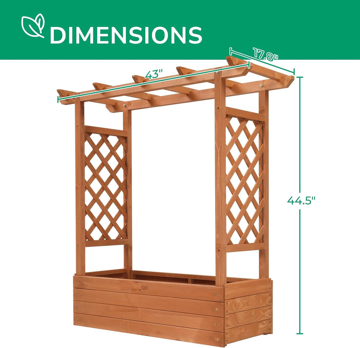 Raised Garden Bed with Trellis Wood Planter Box M154