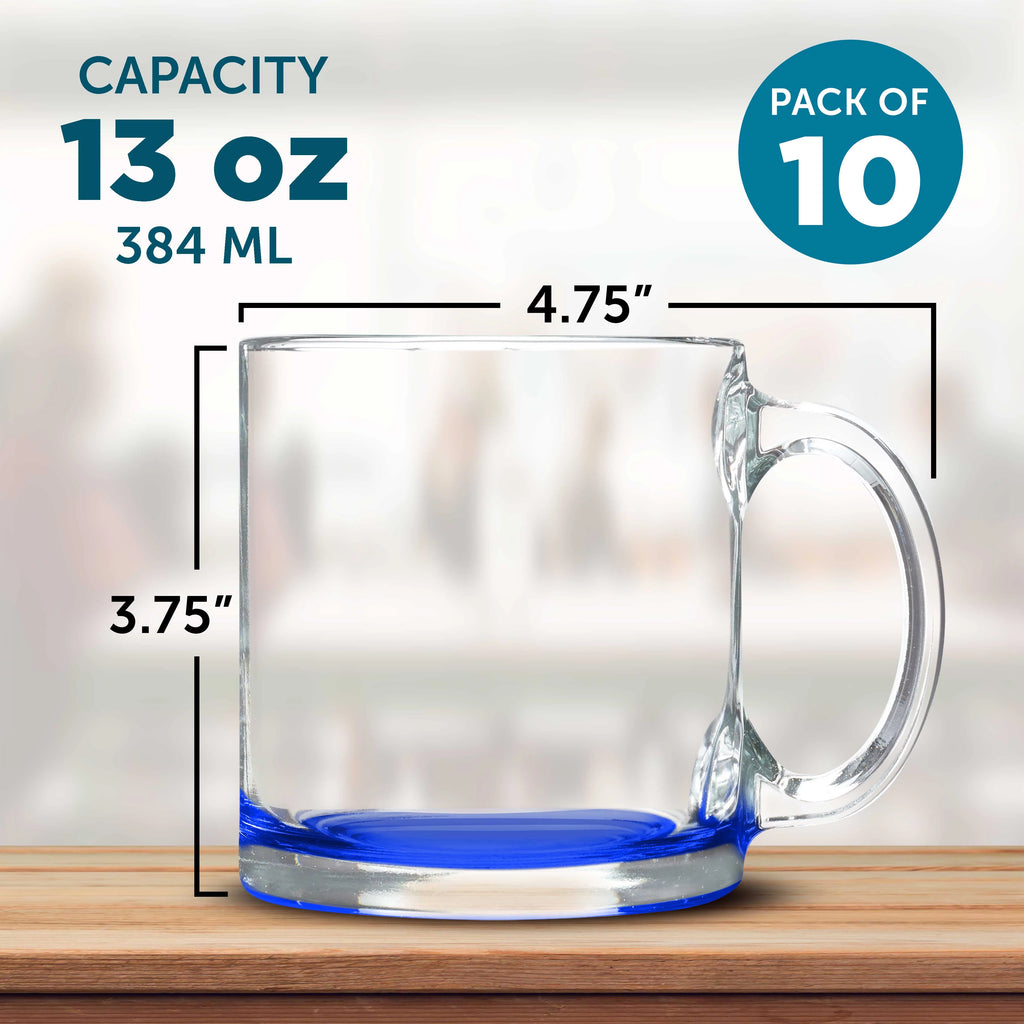 Clear Glass Coffee Mugs 13 oz. Set of 10 S5178