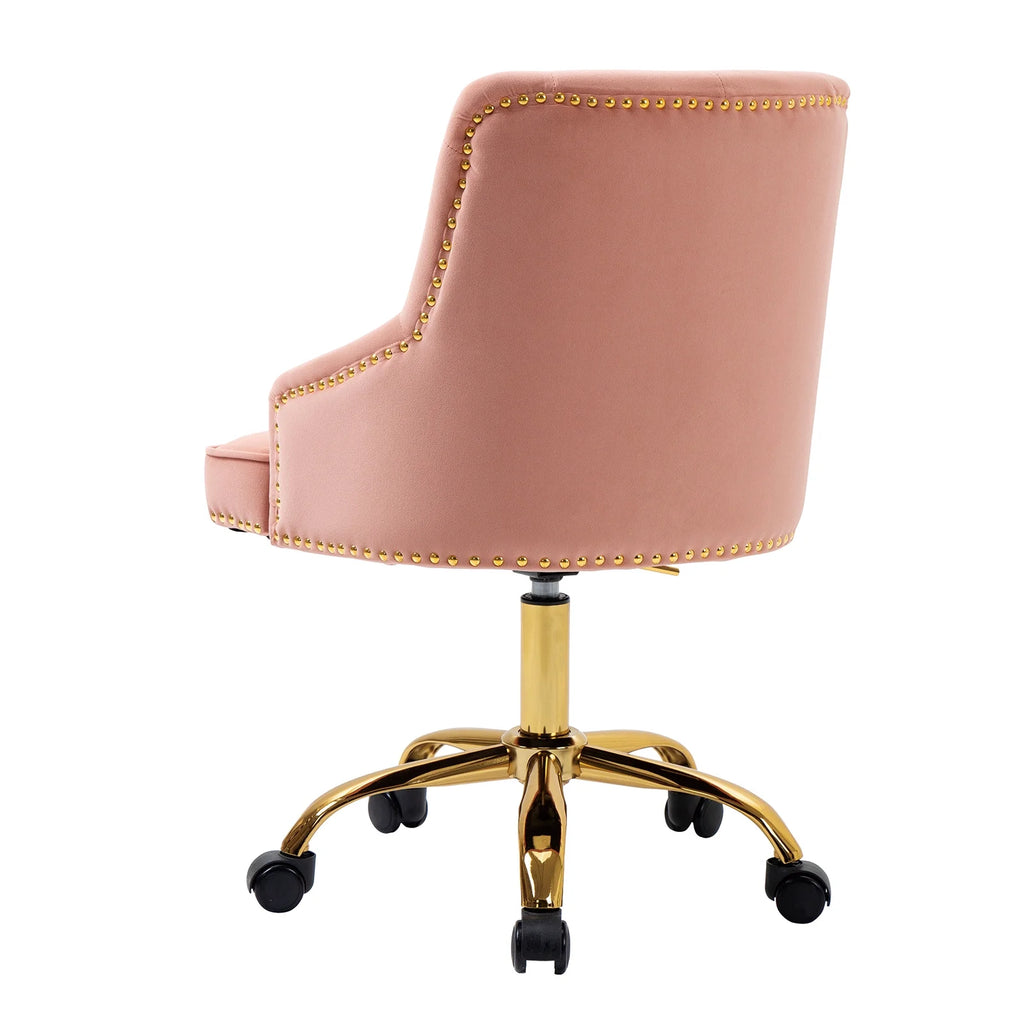 Velvet Vanity Chair with Tufted Button, Swivel Height-Adjustable Seat Q307071