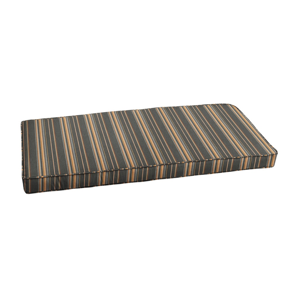 Sunbrella Grey Orange Stripe Indoor Outdoor Bench Cushion 44 in w x 19 in d O352