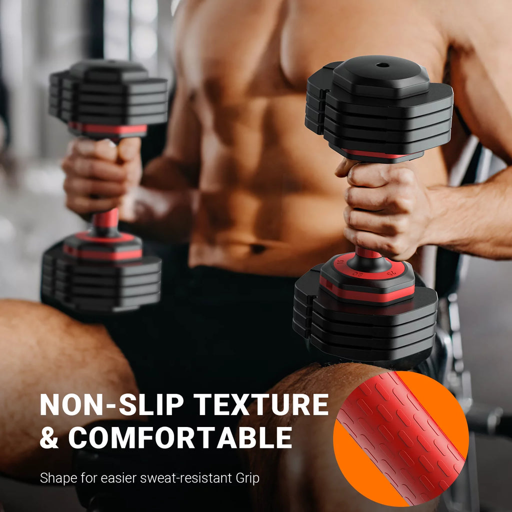 50lb 5 in 1 Adjustable Dumbbells Set of 2 with Rack C939
