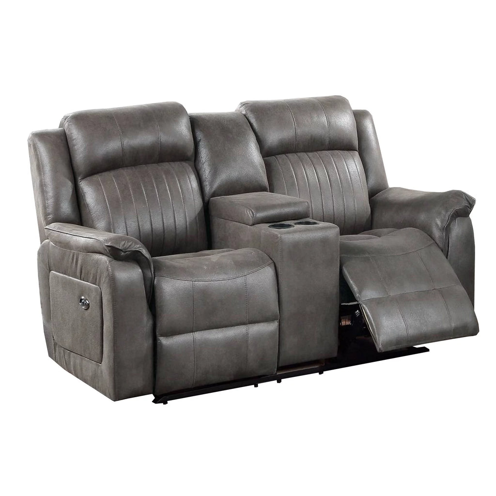 Gray Fabric Manual Loveseat with 2 Cupholders and Console Z105552