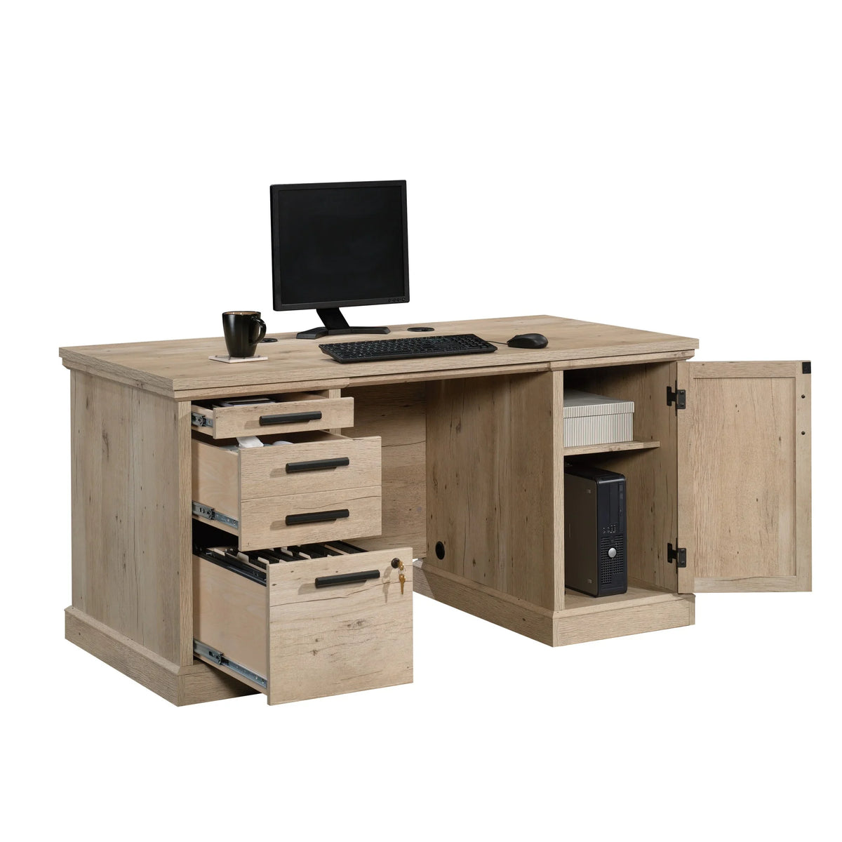 60" Engineered Wood Double Pedestal Desk F8293