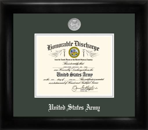 Army Discharge Frame Silver Medallion E77538