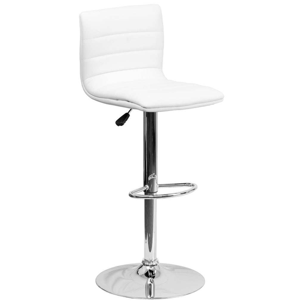 Modern Vinyl Adjustable Height Barstool with Horizontal Stitch Back, Set of 2 P94768