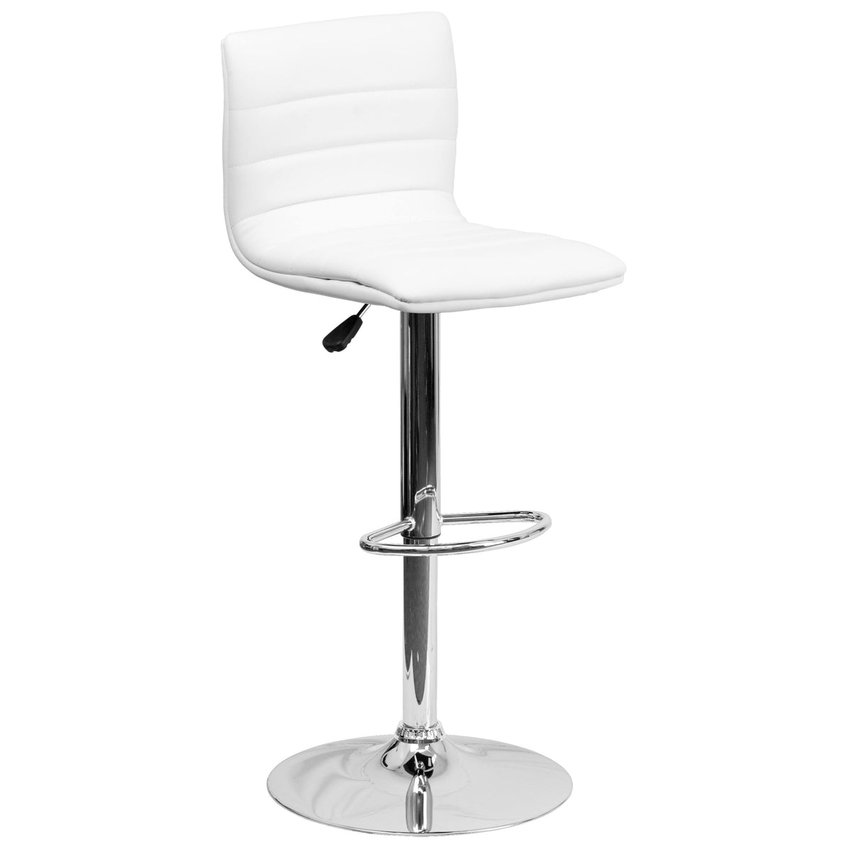 Modern Vinyl Adjustable Height Barstool with Horizontal Stitch Back, Set of 2 P94768