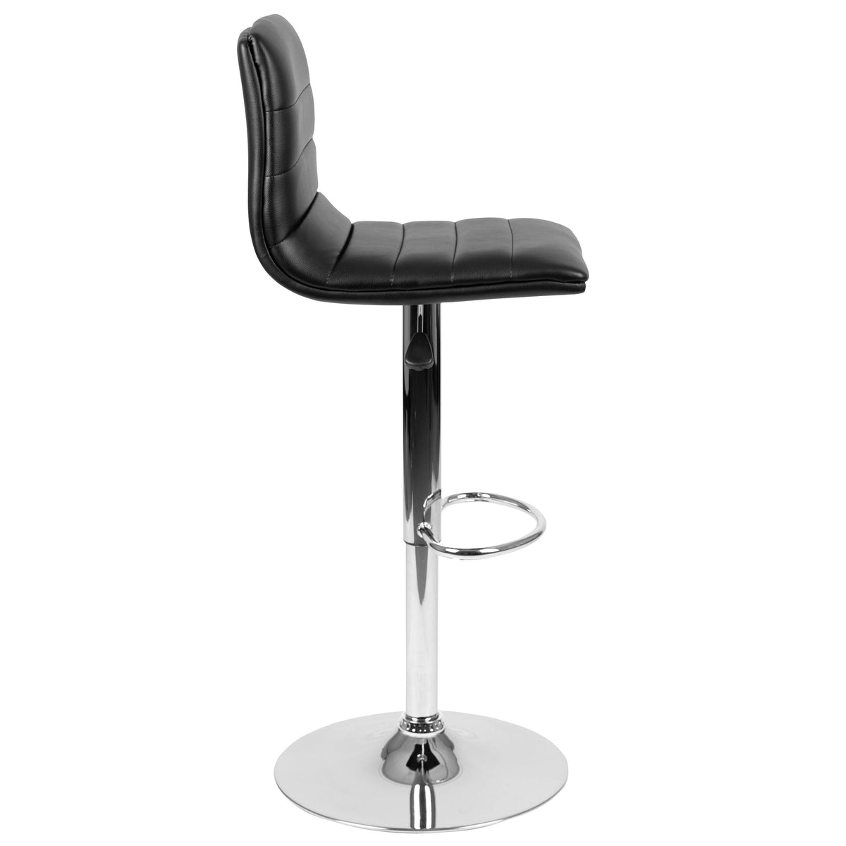 Modern Vinyl Adjustable Height Barstool with Horizontal Stitch Back, Set of 2 P94768