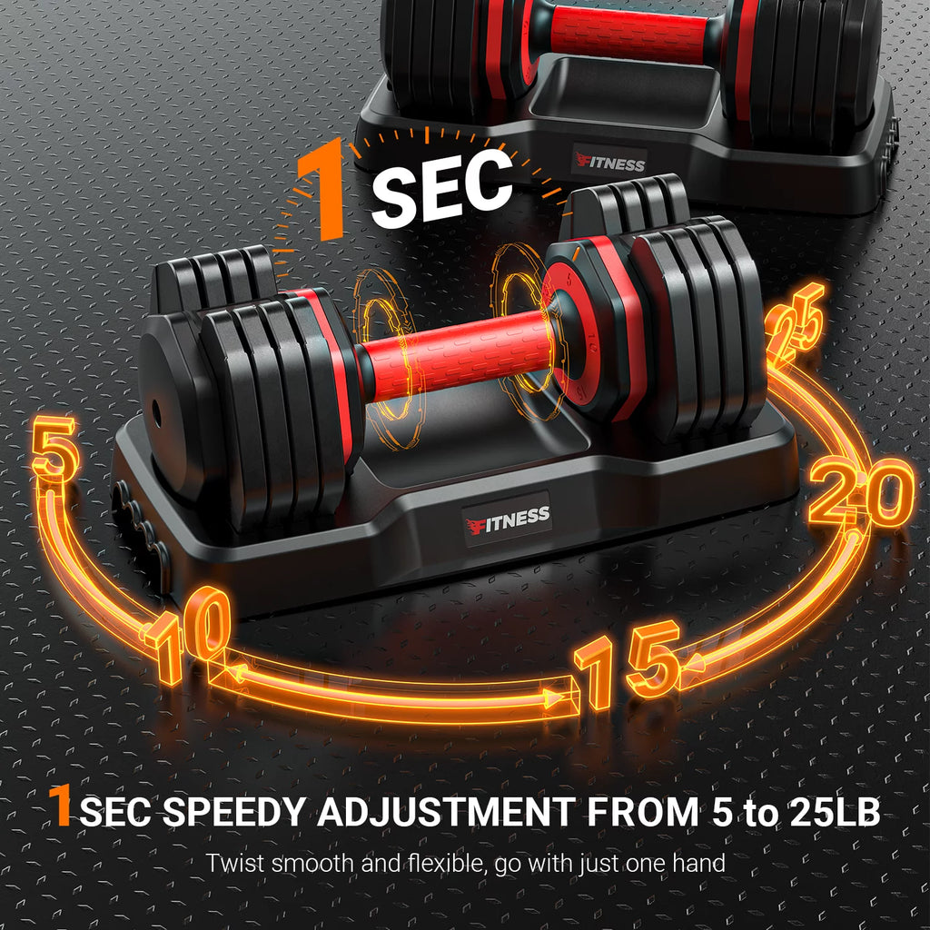 50lb 5 in 1 Adjustable Dumbbells Set of 2 with Rack C939