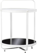 White and Black Glass-Top End Table U887385