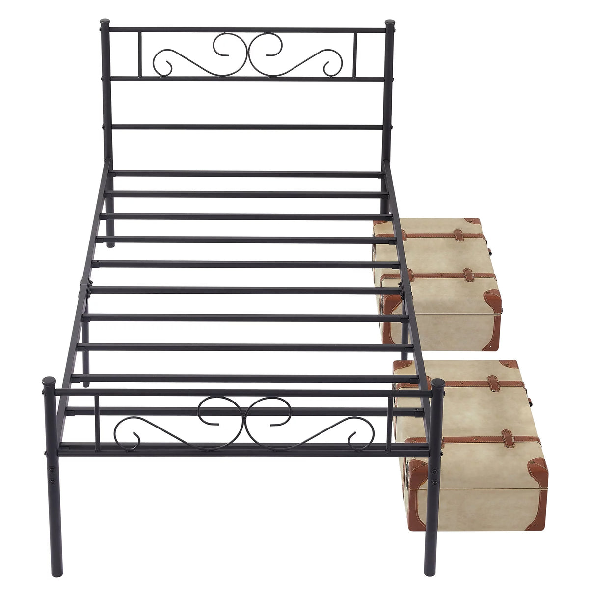 3-Piece Bedroom Set with Twin Bed Frame and 2 Black Nightstands S55713