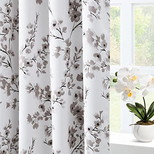 Taupe Floral Blackout Curtains, 52 X 84 Inches, 2 Panels N8695