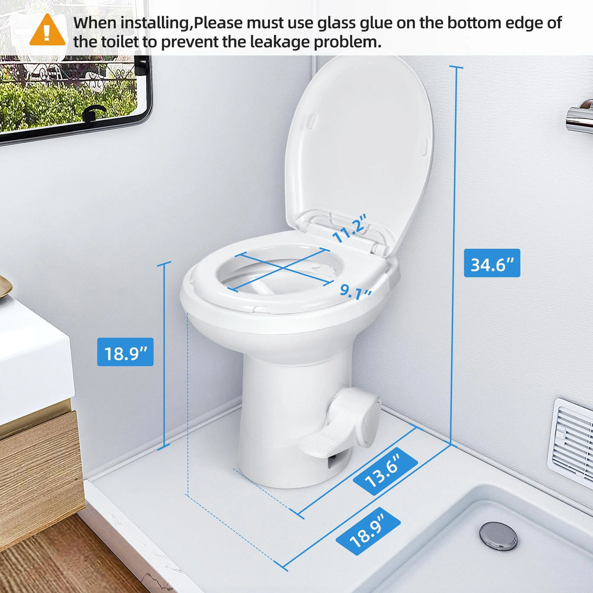 6.6 Gallon Gravity Flush RV Toilet with Hand Sprayer H6025